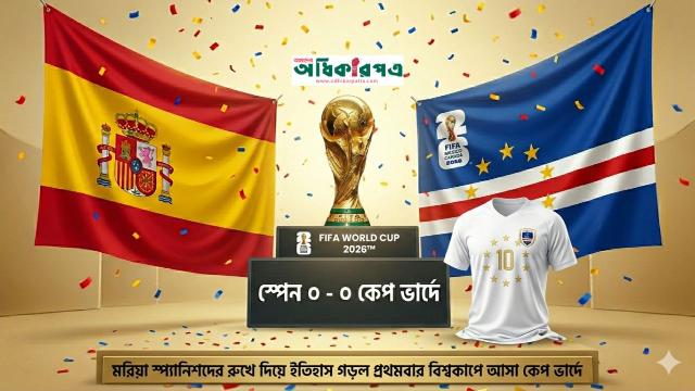 বিশ্বকাপে কেপ ভার্দের রূপকথা: ইউরো চ্যাম্পিয়ন স্পেনকে গোলশূন্য রুখে দিল নবাগতরা